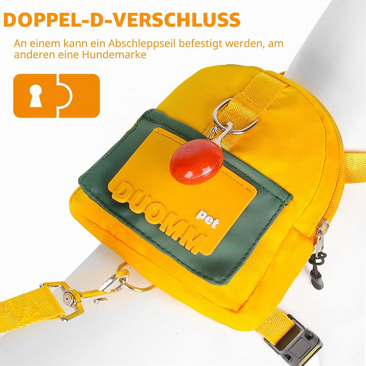 PETCUTE Hunderucksack Geschirr für Hunde,Hunderucksack mit Leine,Haustiergeschirr mit Kotbeutelspend