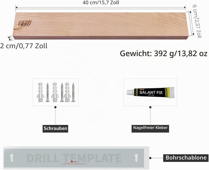 FINDKING Holz Magnetischer Messerleiste, Magnet Utensilienhalter für Wand, Kühlschrank, Holzregal fü