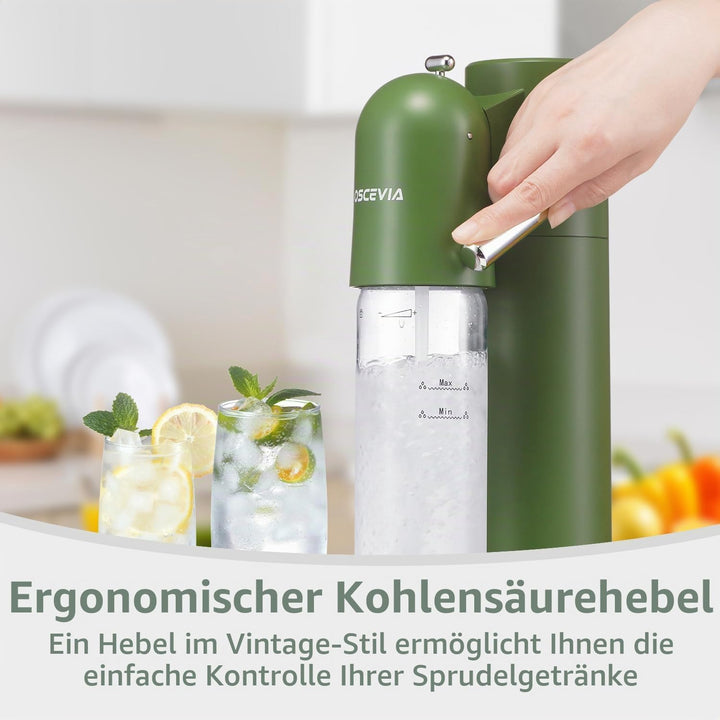 Wassersprudler mit Kunststoffflasche (1L + 1L) – Sprudelautomat für Zuhause, Sprudelwasser Maschine,