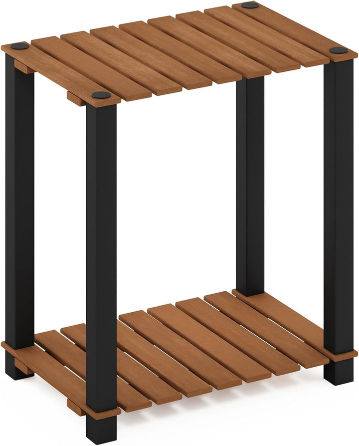 Furinno Pangkor Pflanzenregal mit 2 Ebenen, für drinnen und draussen, klein, rechteckig, Holzständer