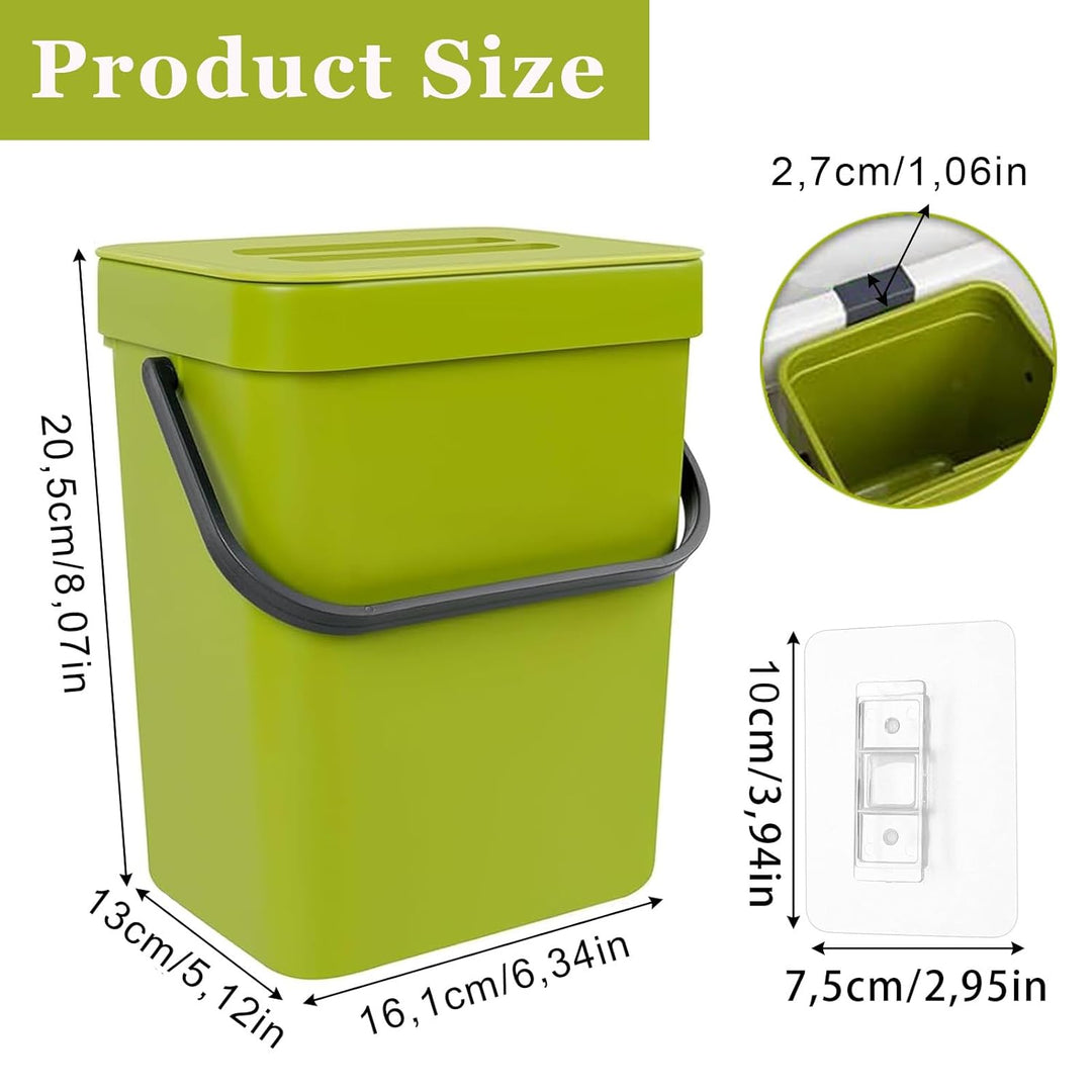 3L Biomülleimer Küche Klein, Komposter Mülleimer mit Deckel, Aufhängbarenzum Komposteimer, Tischabfa