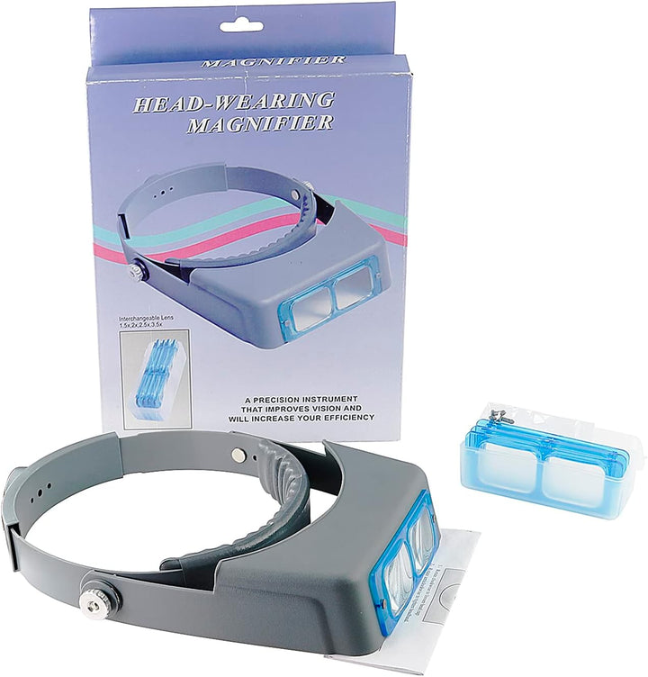 Meichoon Kopflupe Mit 4 Linsen 1,5X 2X 2,5X 3,5X Freihändiges Kopfband Lupe Zum Lesen Schmuck Identi