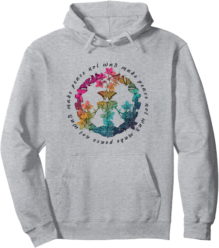 Peace Zeichen - Friedenszeichen mit Schmetterlingen Pullover Hoodie
