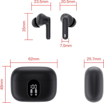 Bluetooth Kopfhörer, Kopfhörer Kabellos Bluetooth 5.3 Sport In Ear Kopfhörer mit 4 Mikrofon, 40 std