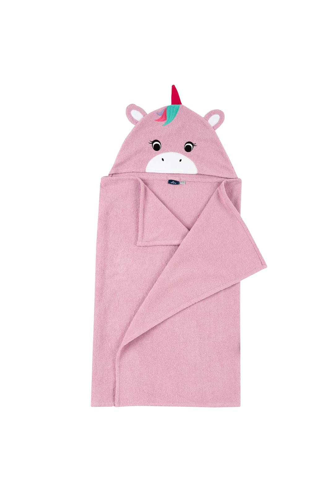 Chicco Einhorn Bademantel aus Baumwolle mit Kapuze, Badetuch Mädchen, Rose, Einheitsgrösse