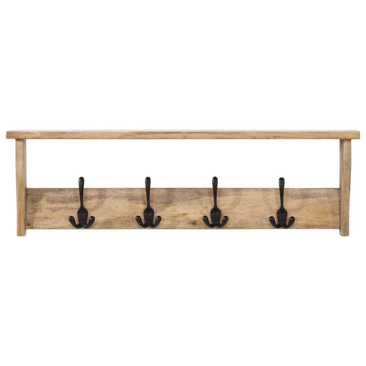 Hothingwell Wandgarderobe, Mangoholz, massiv, 4 Haken | Mit Regal, praktisches Design, tropisches Ha