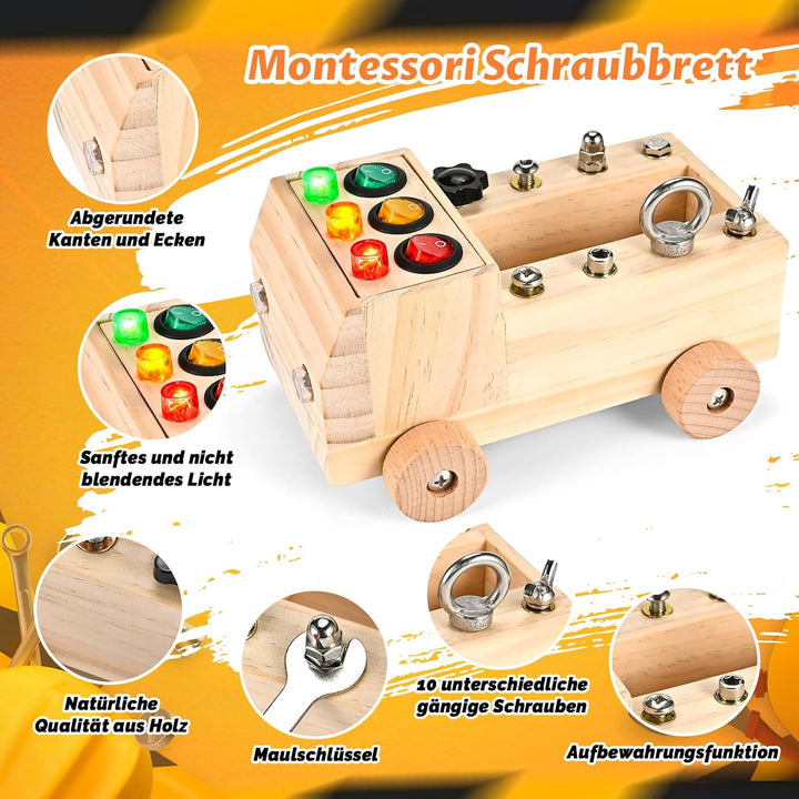 Wooderma Montessori Schraubendreherbrett | Montessori Schraubbrett Spielzeug ab 3 4 5 Jahre | Lernsp
