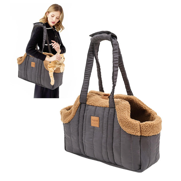 PETCUTE Tragetasche Hund und Katzen,Faltbare Warm Hundetragetasche Schultertasche mit Sicherheitshak