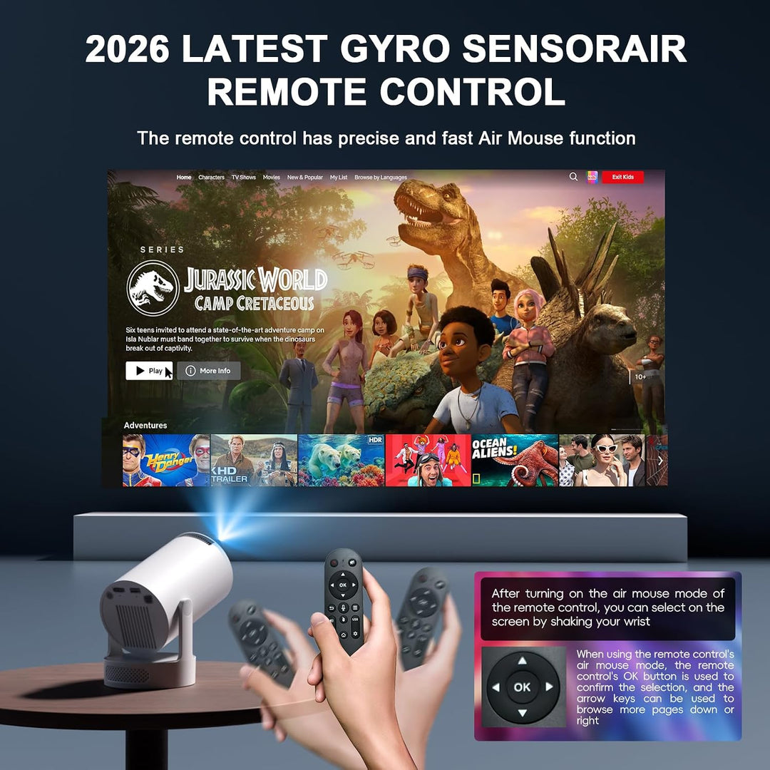 Mini Beamer Unterstützt 4K 1080P, Projektor Tragbarer mit WiFi 6 und Bluetooth 5.4, Beamer Klein Pro