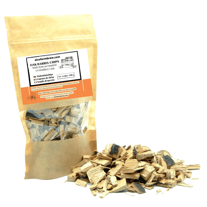 AlcoFermBrew Eichenholzchips Bourbon 100g - Amerikanische Eichenholzchips | Eichenholzspäne | Räuche