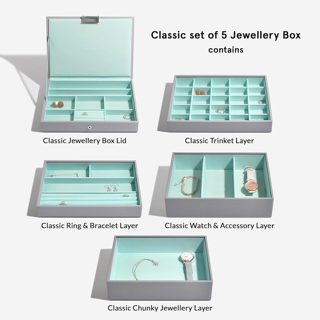 Stackers Grau Mint Klassisch Schmuckschatulle - 5 Dove Grey/Mint Green, Dove Grey/Mint Green