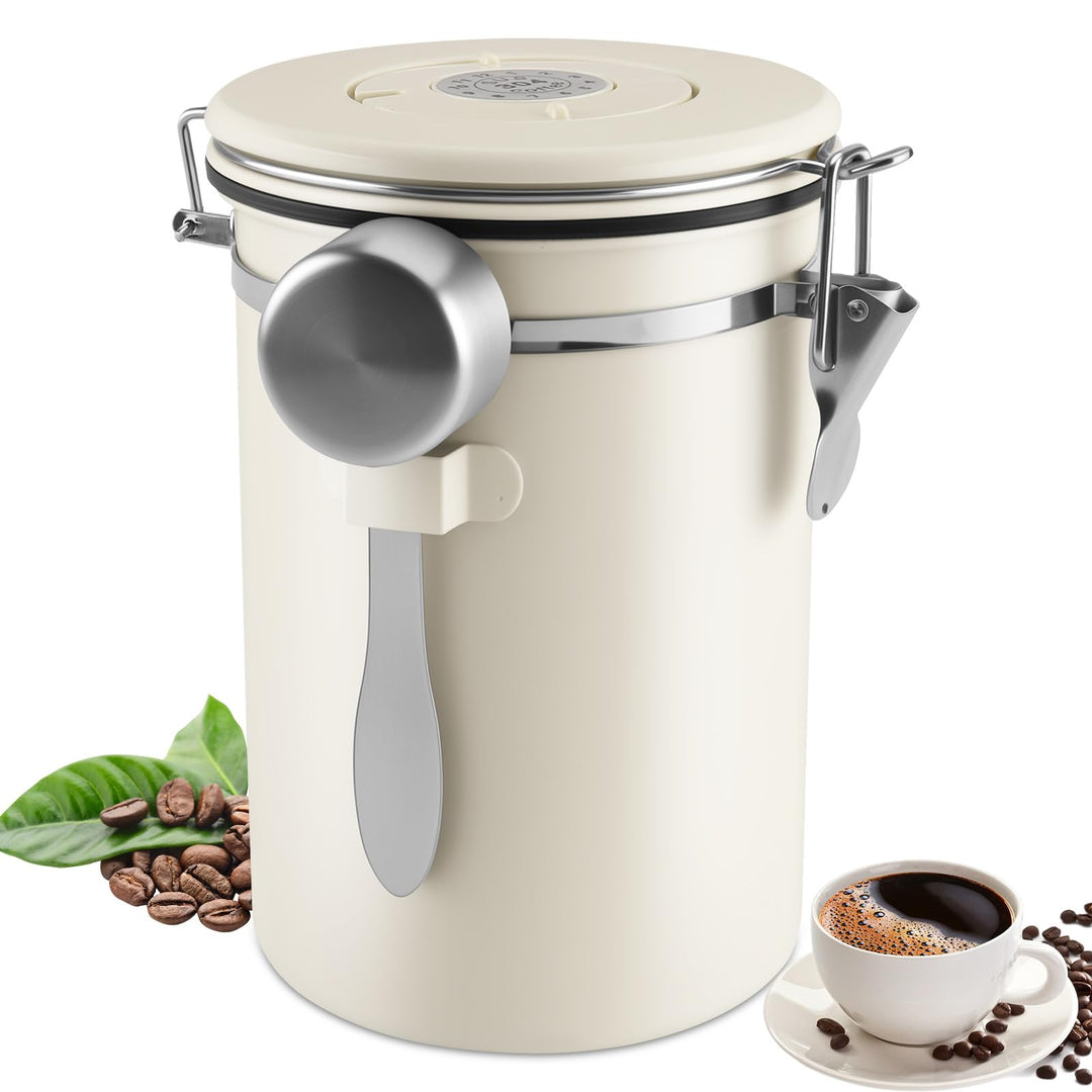 Kaffeedose Luftdicht Edelstahl 304, 1,8 L Kaffeebohnen Behälter Mit EdelstahllöFfel Und Zeiterfassun
