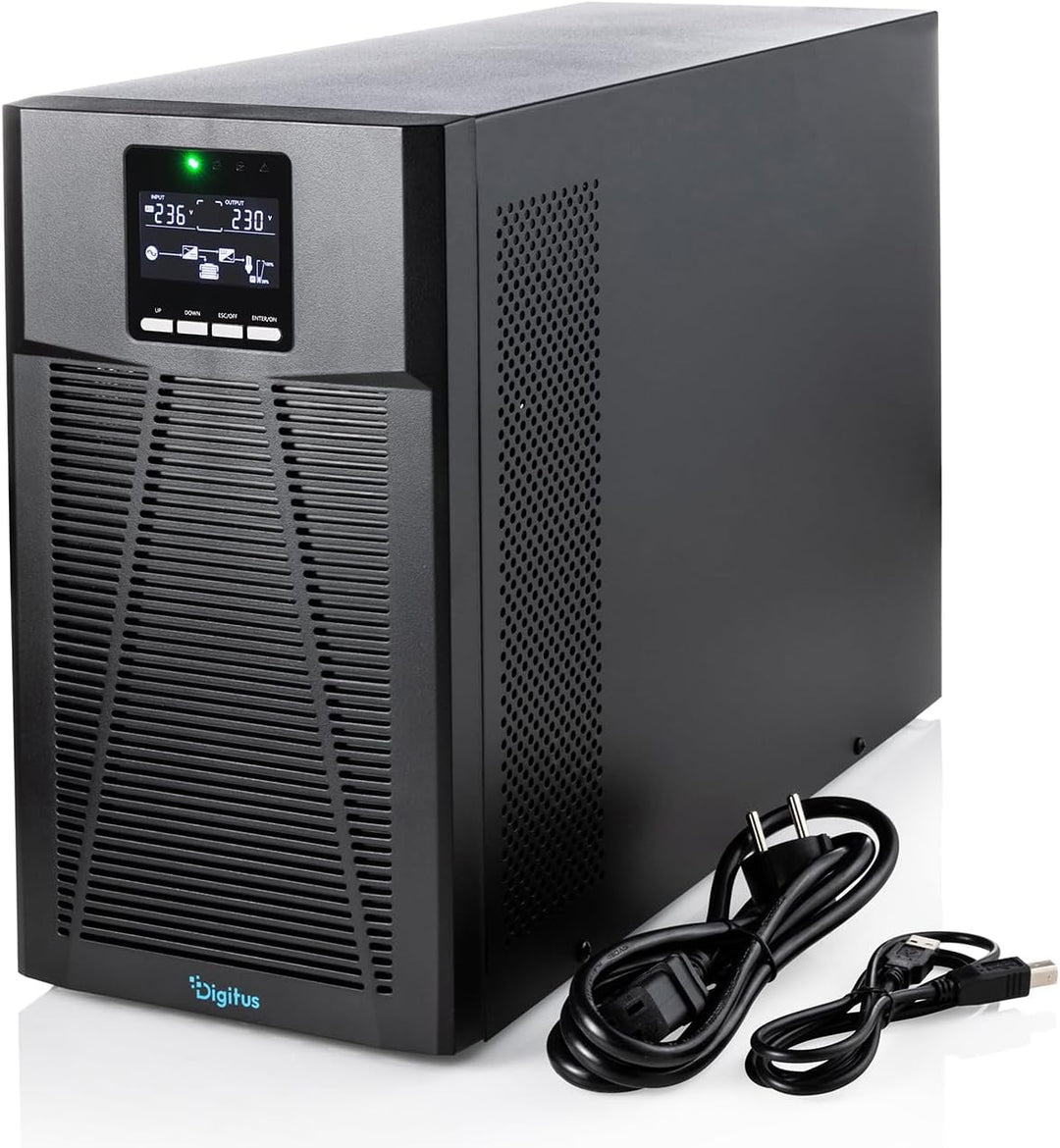 DIGITUS OnLine USV-System – 3 kVA 3 kW – 8X IEC C13 Steckdosen – Tower 3000 VA / 3000 W, 3000 VA / 3