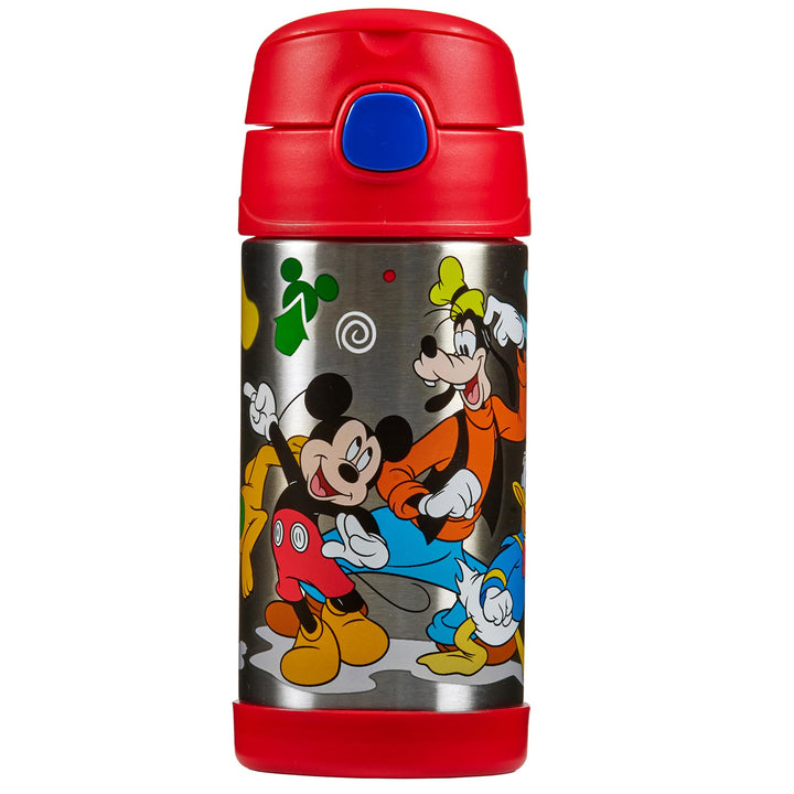 THERMOS kids FUNTAINER STRAW BOTTLE DISNEY 0,35 l, Mickey, Thermoflasche Kinder aus Edelstahl mit Tr
