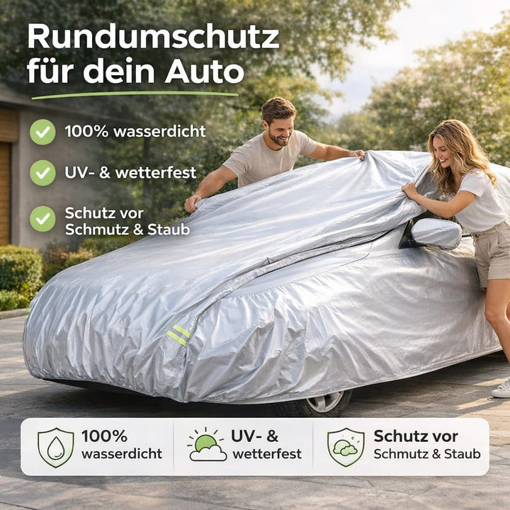 autogadget® 1x Autoschutzhülle Auto Abdeckung Autozubehör - Car Cover - Autoplane Silber Hülle Plane