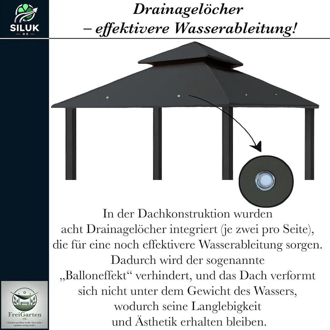 freigarten.de Ersatzdach für Pavillon 334 cm x 334 cm Sand Antik Pavillon Wasserdicht Material: Pana