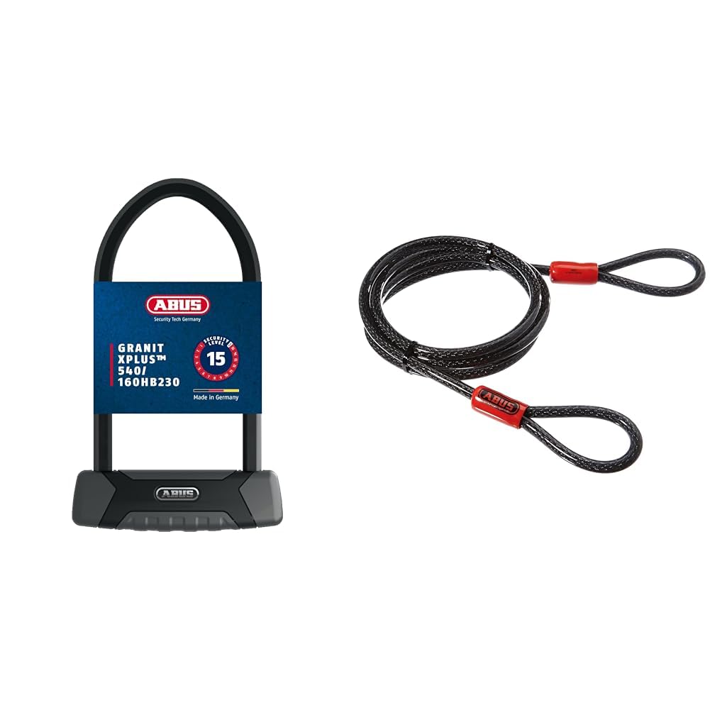 ABUS Bügelschloss Granit XPlus 540 + USH-Halterung - Fahrradschloss mit 13 mm starkem Bügel und XPlu