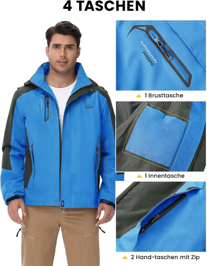 donhobo Herren Outdoor Wanderjacke Wasserabweisend Atmungsaktiv Winddichte Funktionsjacke Leicht Übe