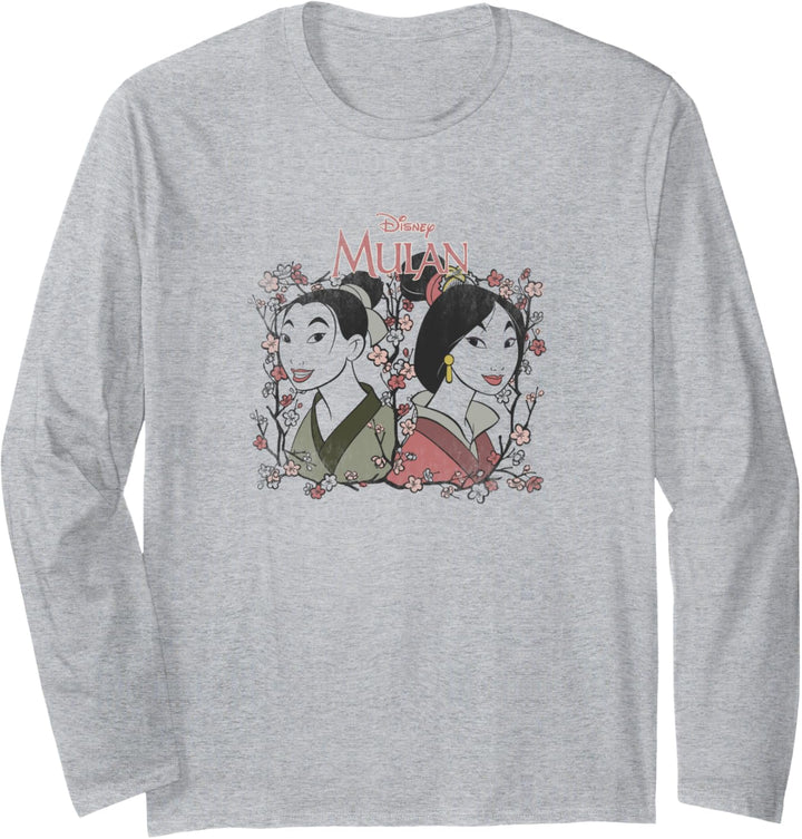 Disney Mulan Reflection Floral Portrait Langarmshirt