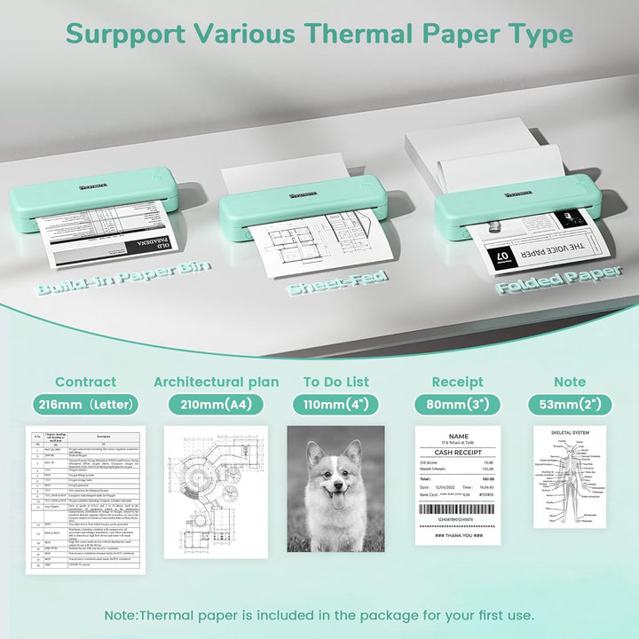 Phomemo M834 Thermodrucker A4, Mobiler Drucker A4 für Unterwegs, Büro, Schule, Zuhause, Kompatibel m