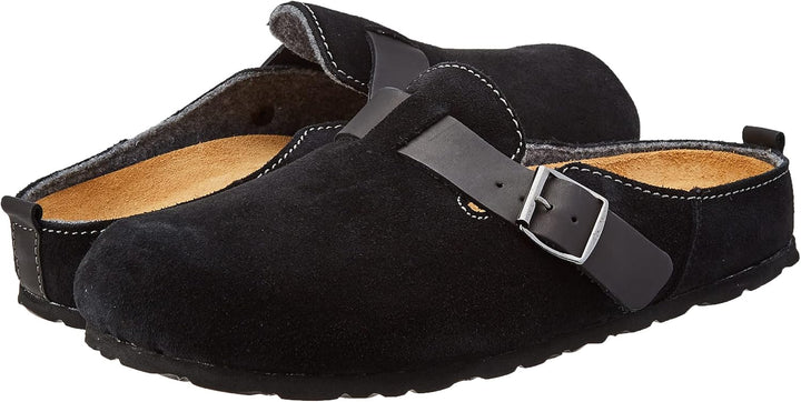 Rohde Herren Hausschuhe Pantoffeln Leder Napoli-H 6908 40 EU Weit Schwarz, 40 EU Weit Schwarz