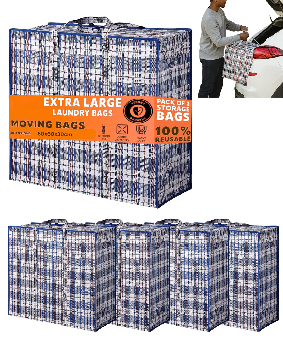 140L XXXL Extra Gross Aufbewahrungstasche Storage Bag, Umzugtasche, Jumbo Karton Travel Organizer, R