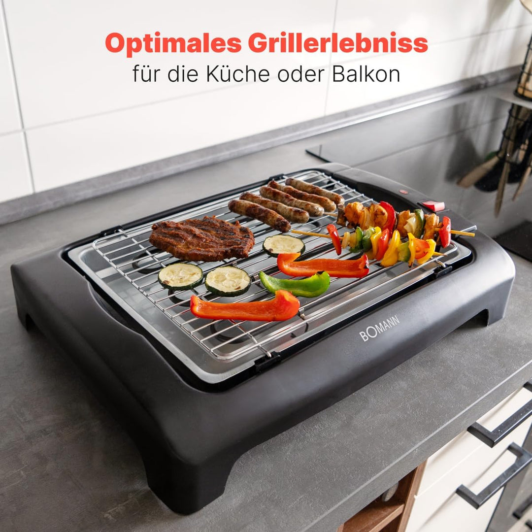 Bomann Elektrogrill 1240 CB N, Barbecue-Tischgrill, Indoor-Outdoor BBQ-Grill, klein, elektrischer Ti
