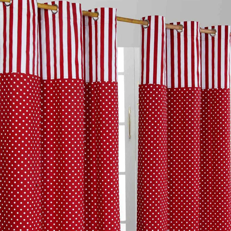 Homescapes Kindervorhang Mädchen Kinderzimmer Ösenvorhang Dekoschal Polka Dots 2er Set rot weiss 137