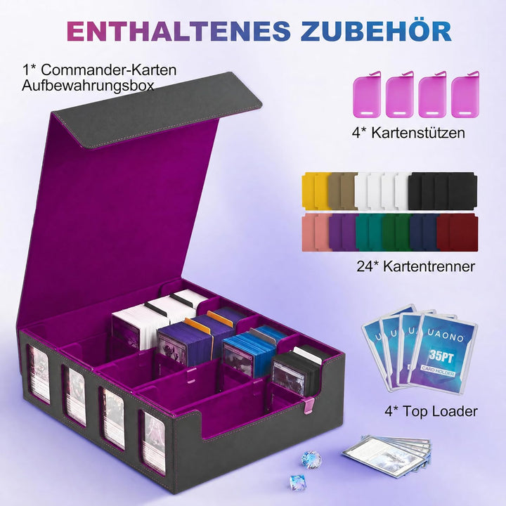 Trading Card Storage Box für Commander Display, 2400+ MTG Deck Box mit 4 Top Loaders, TCG Card Case