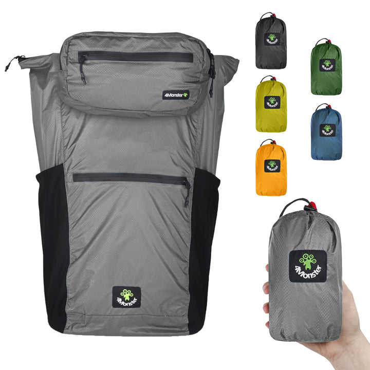 4Monster Faltbarer Rucksack Ultra Leicht, Unisex Tagesrucksack Outdoor, 2in1 Gürteltasche, Wasserdic