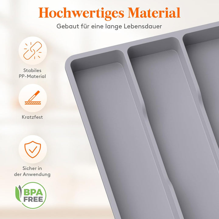 Lifewit Besteckkasten für Schubladen, Küchenutensilien Besteckkasten erweiterbar auf 43,9 cm, Schubl