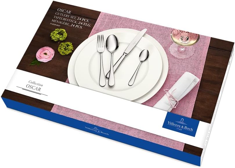 Villeroy &amp; Boch – Oscar Tafelbesteck 24 teilig, 6 Personen, spülmaschinenfest, rostfrei, Besteck Set