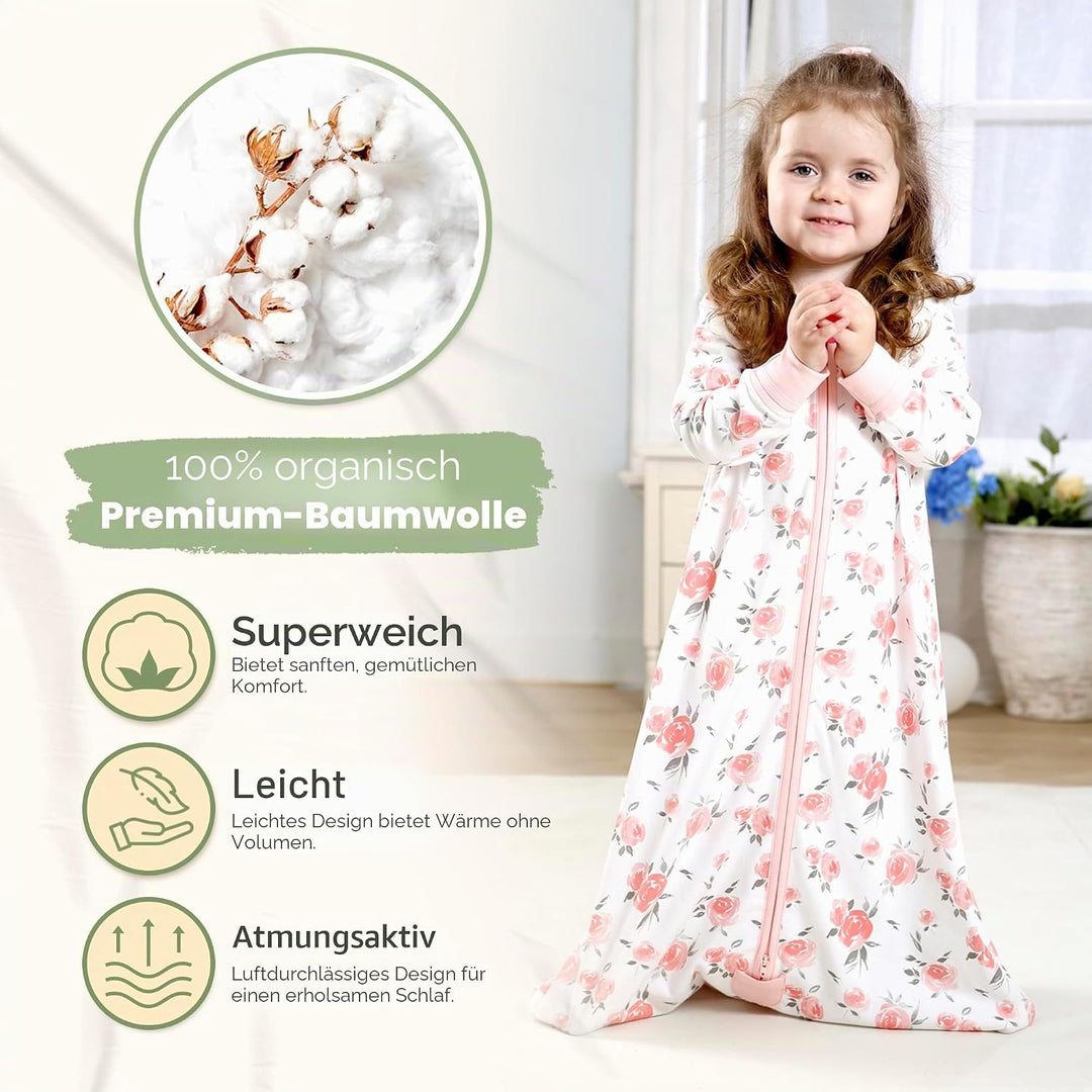 Mama Cheetah Baby Schlafsack, Bio-Baumwolle, Tragbare Babydecke, Schlafsack mit 2-Wege-Reissverschlu