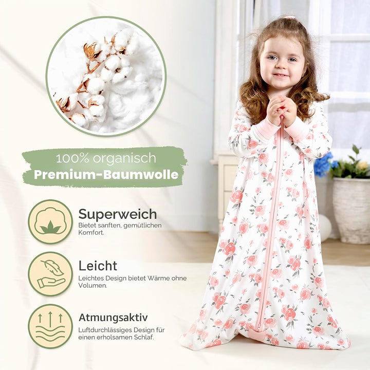 Mama Cheetah Baby Schlafsack, Bio-Baumwolle, Tragbare Babydecke, Schlafsack mit 2-Wege-Reissverschlu
