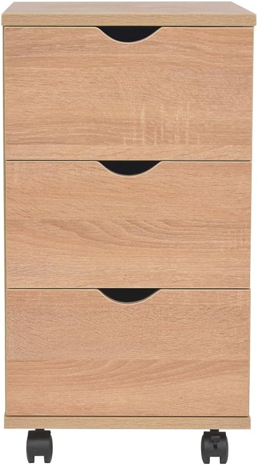 Holzspanplatten Schubladenelement mit Kunststoff-Rollen und 3 Schubladen Sideboard Beistellschrank R