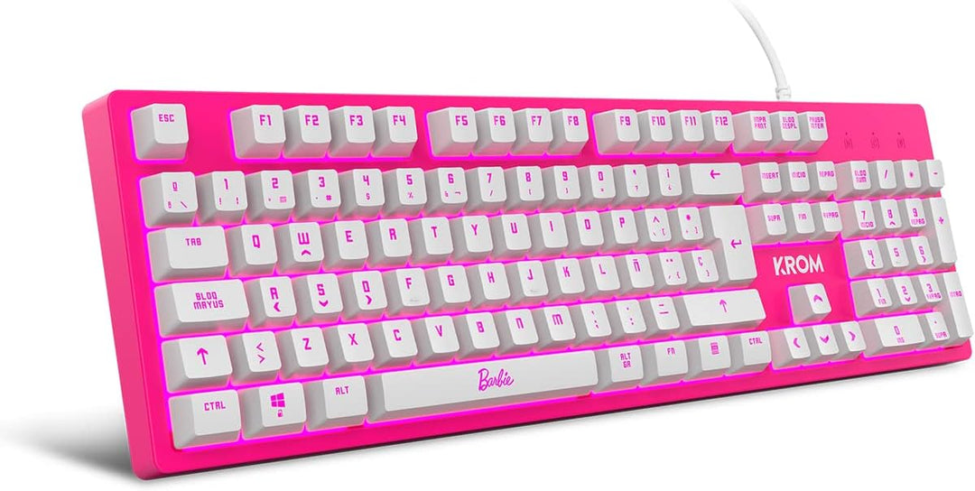 KROM Maus und -Mausunterlage Barbie Edition Kandy - Weisse LED-Membrantastatur, Maus optischem Senso