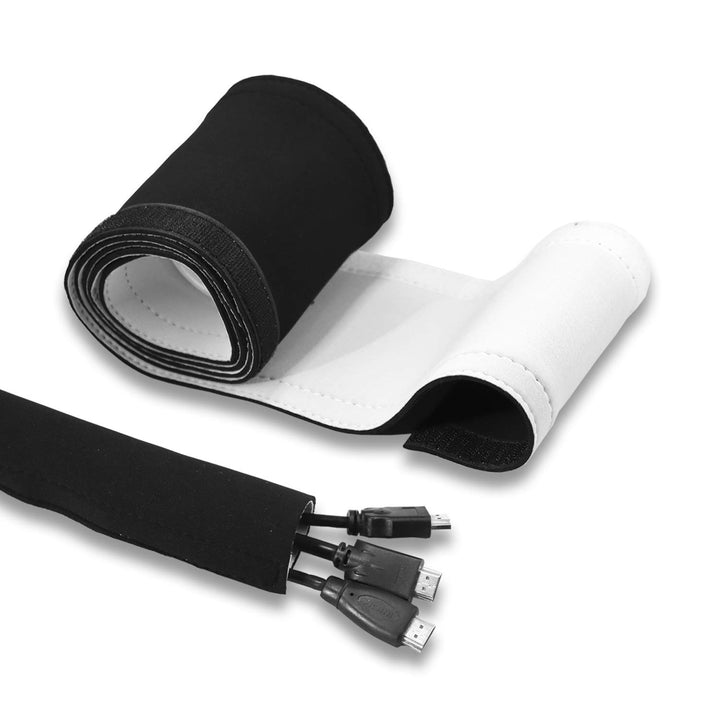 TPFNet 3er Pack Premium Neopren Kabelschlauch | 1,5m lang | 37 Ø mm | schwarz + weiss | Kabelmanagem