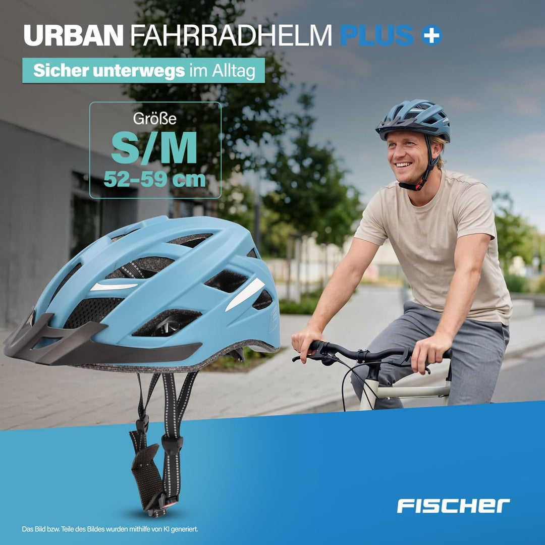 FISCHER Fahrradhelm, Radhelm, Cityhelm Urban Plus, mit integriertem LED-Rücklicht für Damen und Herr