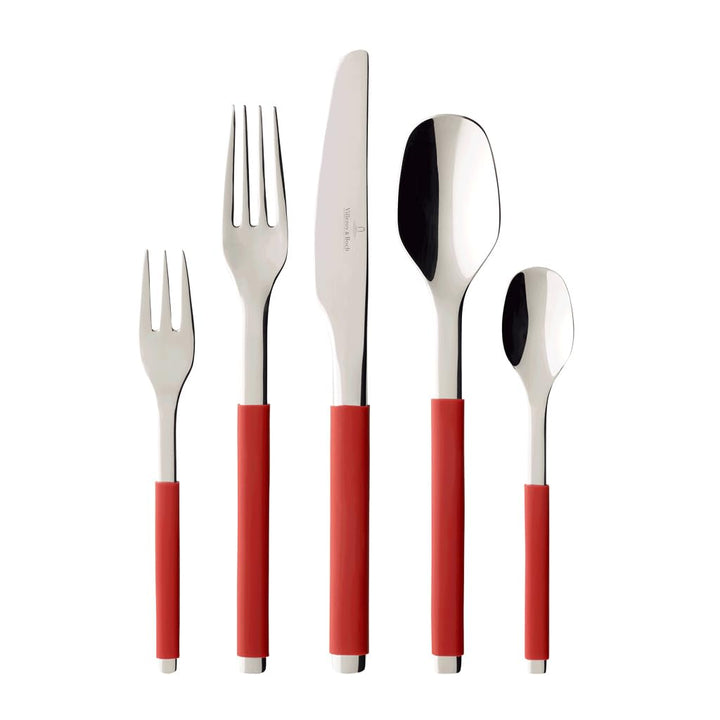 Villeroy und Boch - S+ Cranberry Tafelbesteck, 30 tlg., für bis zu 6 Personen, Edelstahl/Silikongrif