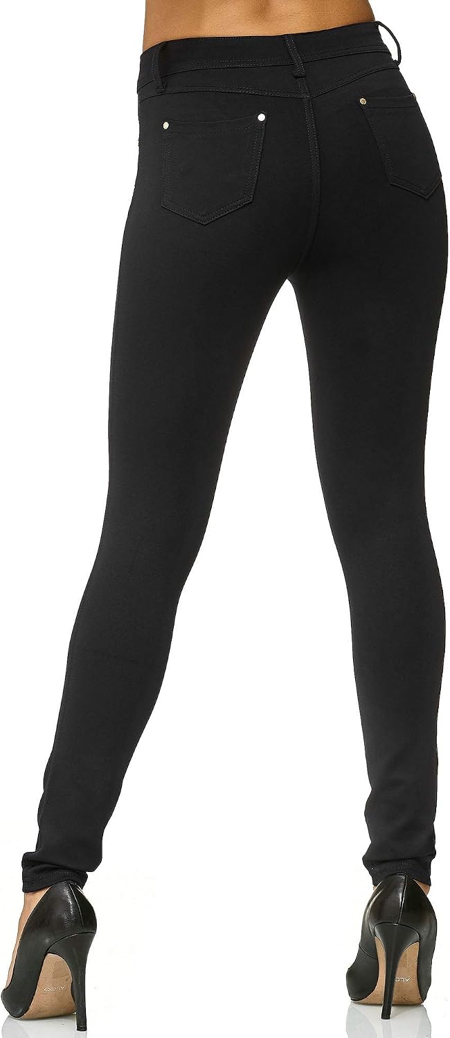 Elara Damen Stretch Hose Skinny Fit Jegging Chunkyrayan 38 Slim Schwarz, 38 Slim Schwarz