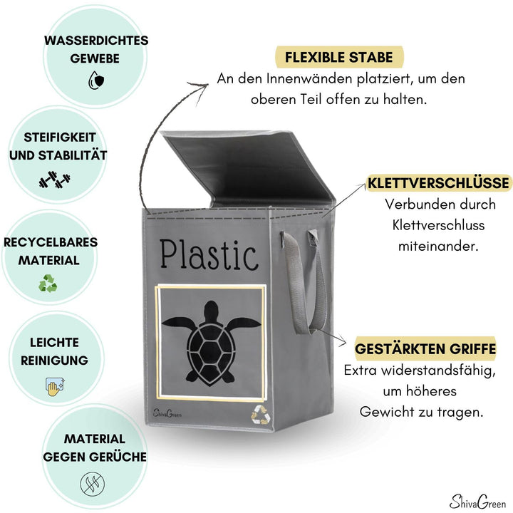 Shiva Green Mulltrennsystem 3fach Recycling System Pfandflaschen Sammelbehälter Papiermülleimer aus