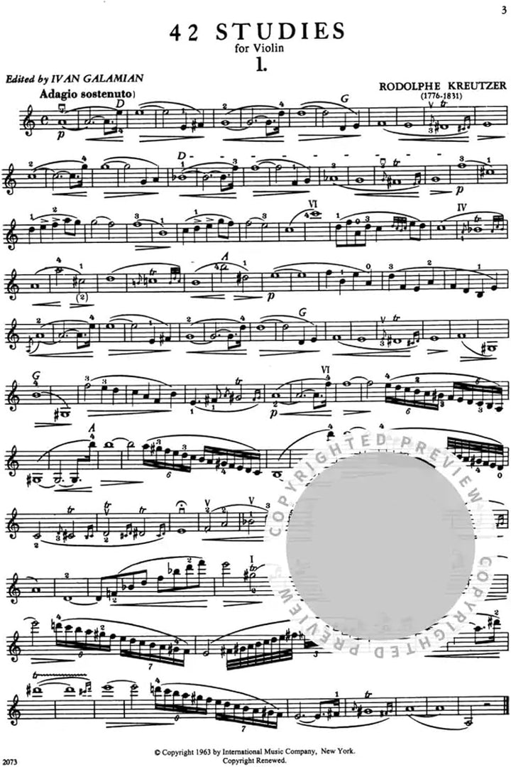 KREUTZER - Estudios y Caprichos (42) para Violin (Galamian)