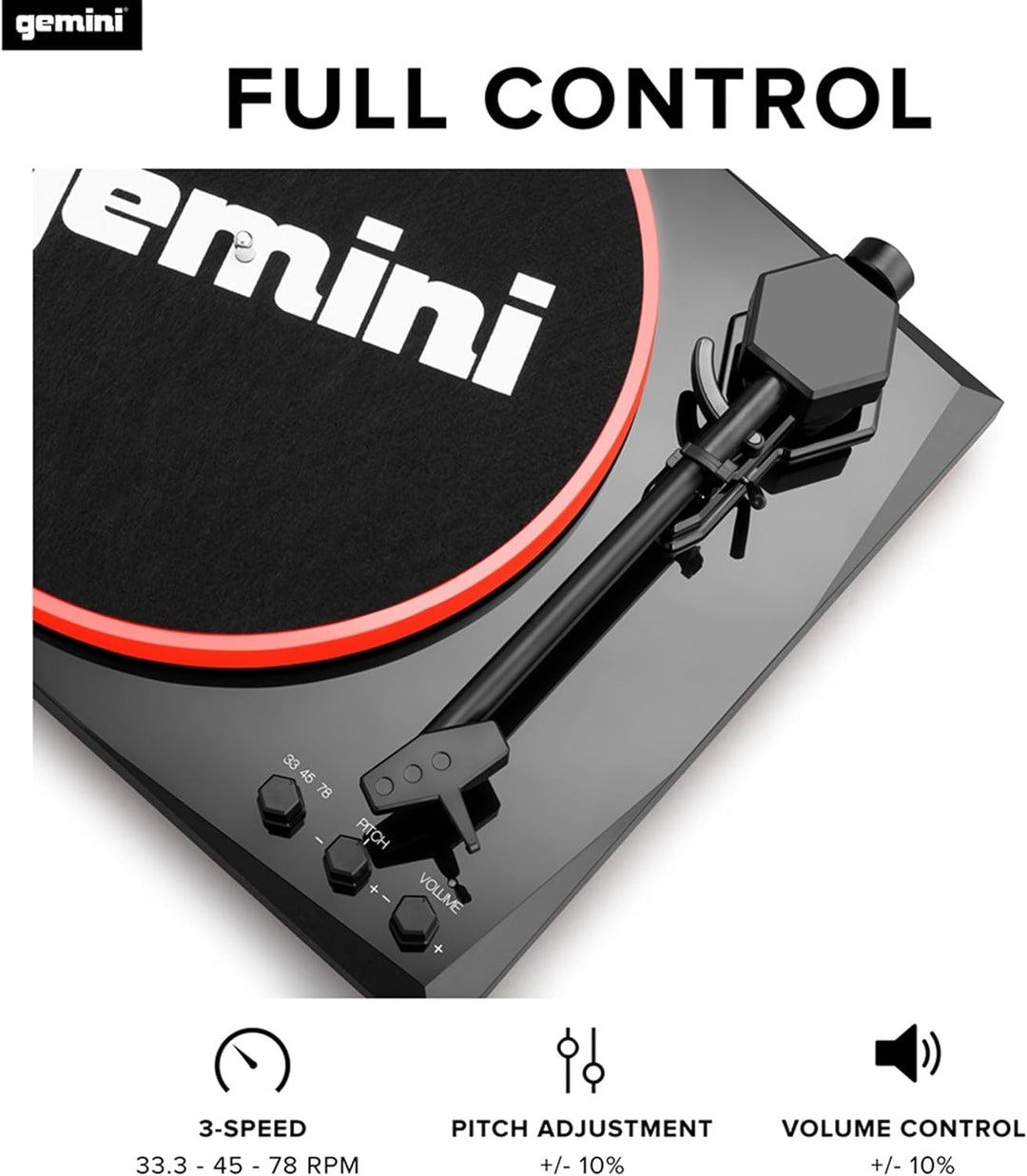 Gemini TT-900 - RED | Plattenspieler mit Soundsystem - Bluetooth - Komplettsystem