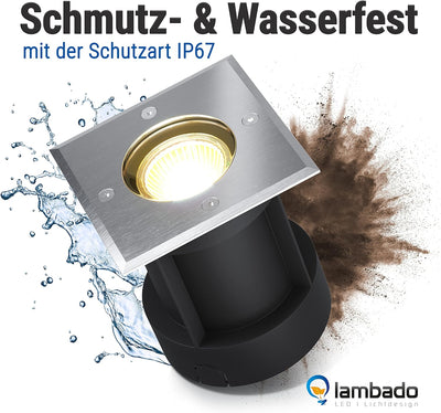 lambado® LED Bodeneinbaustrahler für Aussen IP67 - Wasserdicht & Befahrbar inkl. 3W 230V GU10 Strahl