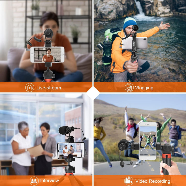 comica CVM-VM10-K2 Pro, Handy Video Mikrofon Vlogging Kit für Sony, Canon, Nikon DSLR-Kamera, iPhone