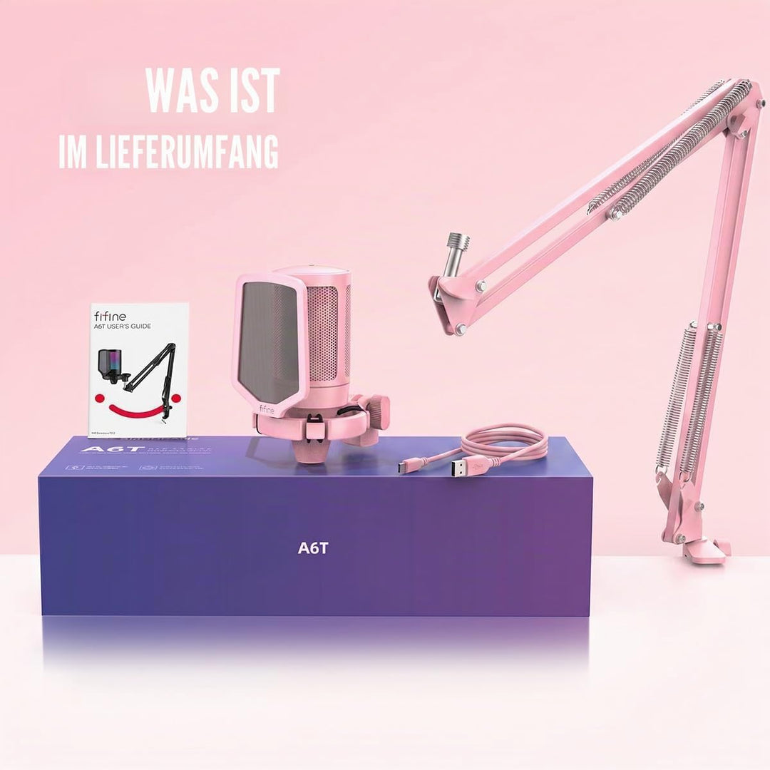 FIFINE Gaming Mikrofon mit Arm, USB Microphone pc für MAC PS4 PS5 mit Stummschalttaste, Popfilter, S