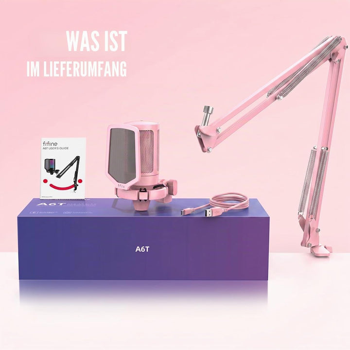 FIFINE Gaming Mikrofon mit Arm, USB Microphone pc für MAC PS4 PS5 mit Stummschalttaste, Popfilter, S