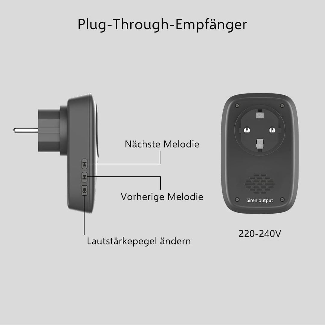 ELRO DB4000 Drahtloses kinetisches Türklingel-Set - mit Steck-Empfänger mit Steckdose - keine Batter