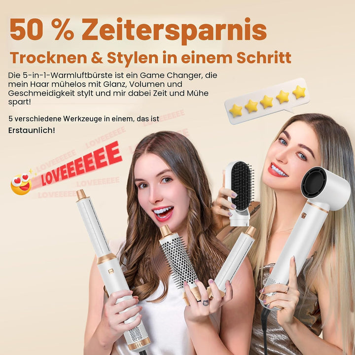 OKWRAP Hair Styler Set, Hairstyler 5 in 1, Haarstyler mit Automatischer Lockenstab, Föhn Ionen, Warm