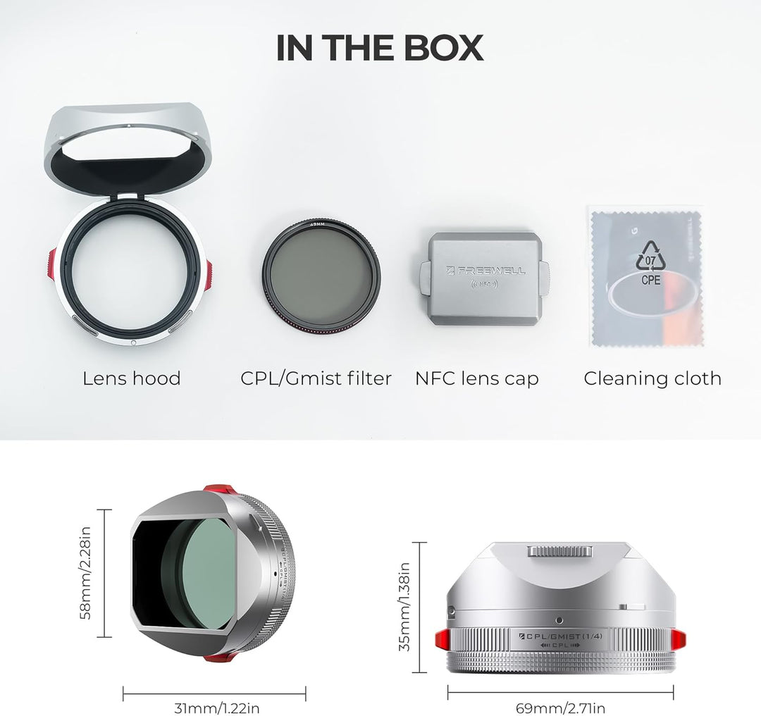 Freewell The Real Gegenlichtblende - Hybrid CPL/Mist Filter, Flipable, Touchless Filterbetrieb für F